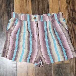 Ariat Women's High Waist Striped Shorts - Brown and Blue